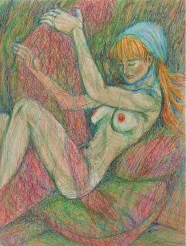 Disegno intitolato "Her Lost Love Comes…" da Edwin Loftus, Opera d'arte originale, Pastello Montato su Altro pannello rigido