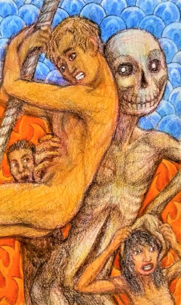 Dance Macabre 10, Unexpected Dessin intitulée "Dance Macabre 10, U…" par Edwin Loftus, Œuvre d'art originale, Pastel Monté sur Autre panneau rigide