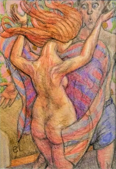 Рисунок под названием "The Revelation" - Edwin Loftus, Подлинное произведение искусства, Пастель Установлен на Другая жестка…