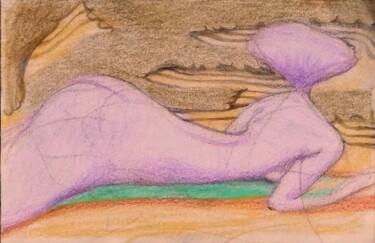 Рисунок под названием "Reclining Nude 4" - Edwin Loftus, Подлинное произведение искусства, Пастель Установлен на Другая жест…