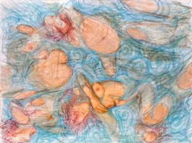 Рисунок под названием "Adrift in the Flow…" - Edwin Loftus, Подлинное произведение искусства, Пастель Установлен на Другая ж…
