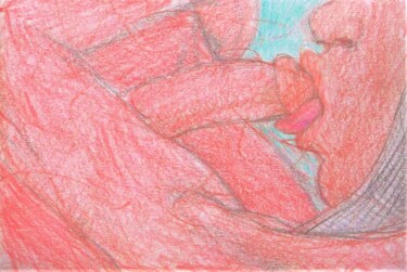 Drawing titled "Fellatio" by Edwin Loftus, Original Artwork, Pastel Mounted on Other rigid panel