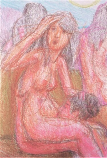 Drawing titled "Dream Sex" by Edwin Loftus, Original Artwork, Pastel Mounted on Other rigid panel