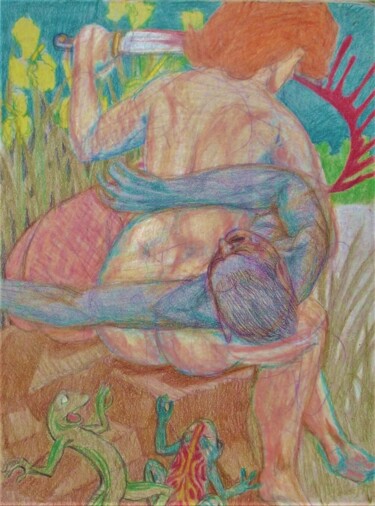 图画 标题为“Mab Punishes an Err…” 由Edwin Loftus, 原创艺术品, 粉彩 安装在其他刚性面板上