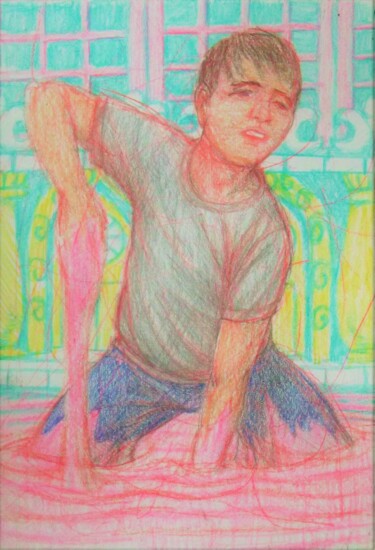 Dibujo titulada "Trapped by Pink" por Edwin Loftus, Obra de arte original, Pastel Montado en Otro panel rígido