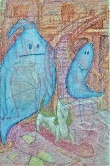 Zeichnungen mit dem Titel "The Ghosts and thei…" von Edwin Loftus, Original-Kunstwerk, Pastell Auf Andere starre Platte mont…