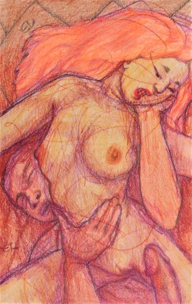 Рисунок под названием "Anticipation 2" - Edwin Loftus, Подлинное произведение искусства, Пастель Установлен на Другая жестка…