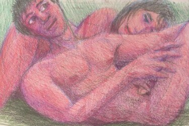 Dessin intitulée "Initiating" par Edwin Loftus, Œuvre d'art originale, Pastel Monté sur Autre panneau rigide