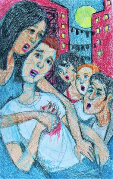 图画 标题为“West Side Story” 由Edwin Loftus, 原创艺术品, 粉彩 安装在其他刚性面板上