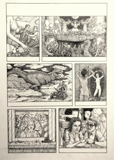 Dibujo titulada "Sample Sheet" por Edwin Loftus, Obra de arte original, Tinta Montado en Otro panel rígido