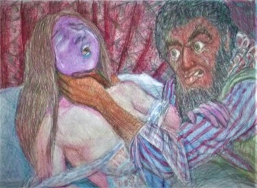 Рисунок под названием "Mad Othello" - Edwin Loftus, Подлинное произведение искусства, Пастель Установлен на Другая жесткая п…