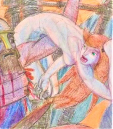 Рисунок под названием "The Captive is Free…" - Edwin Loftus, Подлинное произведение искусства, Пастель Установлен на Другая…