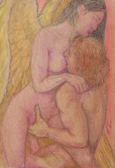 Desenho intitulada "Making Love with an…" por Edwin Loftus, Obras de arte originais, Pastel Montado em Outro painel rígido