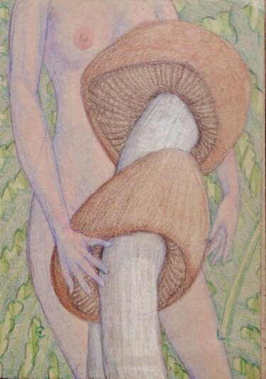 Tekening getiteld "Shrooms" door Edwin Loftus, Origineel Kunstwerk, Pastel Gemonteerd op Andere stijve panelen