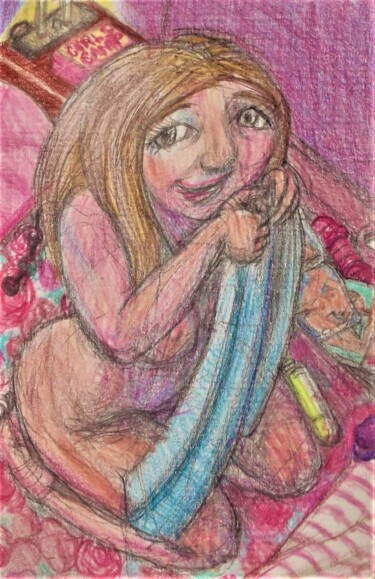 Zeichnungen mit dem Titel "Caught using Sex To…" von Edwin Loftus, Original-Kunstwerk, Pastell Auf Andere starre Platte mont…