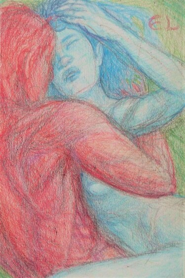 Dibujo titulada "Lovers, 69" por Edwin Loftus, Obra de arte original, Pastel Montado en Otro panel rígido