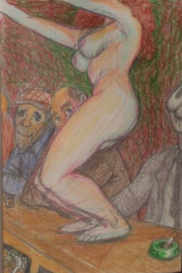 Dibujo titulada "Dancing Naked on th…" por Edwin Loftus, Obra de arte original, Pastel Montado en Otro panel rígido
