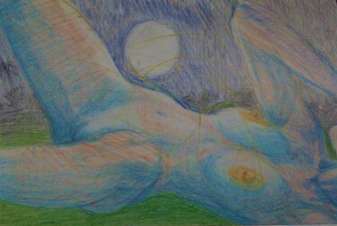 Dibujo titulada "Nude in the Light o…" por Edwin Loftus, Obra de arte original, Pastel Montado en Otro panel rígido