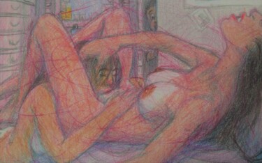 Drawing titled "Girlfriends 2" by Edwin Loftus, Original Artwork, Pastel Mounted on Other rigid panel