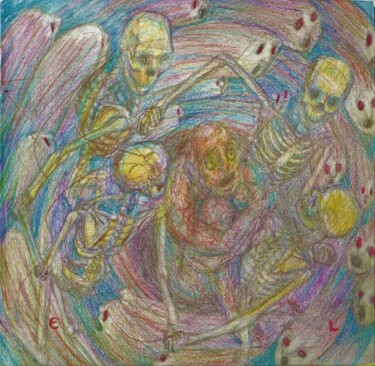 Dibujo titulada "Beset by Ghosts" por Edwin Loftus, Obra de arte original, Pastel Montado en Otro panel rígido