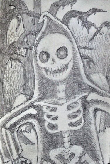 Drawing titled "A Ghost" by Edwin Loftus, Original Artwork, Pencil Mounted on Other rigid panel
