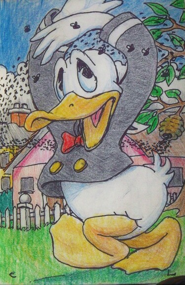 Drawing titled "Donald Duck and the…" by Edwin Loftus, Original Artwork, Pencil