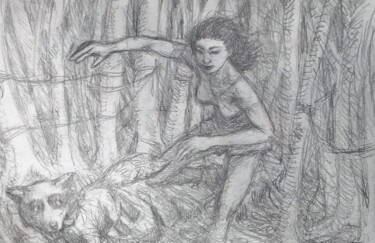 Disegno intitolato "Uzumi in the Aokiga…" da Edwin Loftus, Opera d'arte originale, Matita Montato su Altro pannello rigido