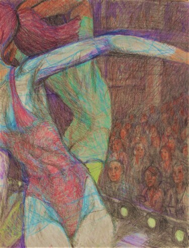 Desenho intitulada "Dancers 5" por Edwin Loftus, Obras de arte originais, Pastel Montado em Outro painel rígido