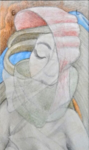 Drawing titled "Pensive Woman" by Edwin Loftus, Original Artwork, Pastel Mounted on Other rigid panel