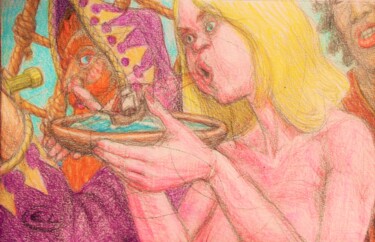Disegno intitolato "The Wind Witch" da Edwin Loftus, Opera d'arte originale, Pastello Montato su Altro pannello rigido