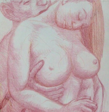 Disegno intitolato "Lovers 84" da Edwin Loftus, Opera d'arte originale, Pastello Montato su Altro pannello rigido