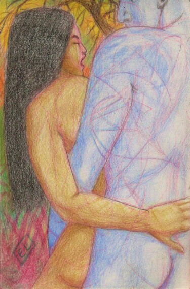 Рисунок под названием "Lovers 85" - Edwin Loftus, Подлинное произведение искусства, Пастель