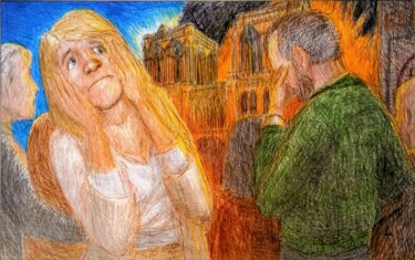 Disegno intitolato "April 15, 2019 Notr…" da Edwin Loftus, Opera d'arte originale, Pastello Montato su Altro pannello rigido