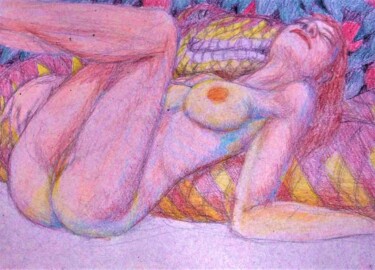 Dibujo titulada "Girl's Attraction t…" por Edwin Loftus, Obra de arte original, Pastel Montado en Otro panel rígido