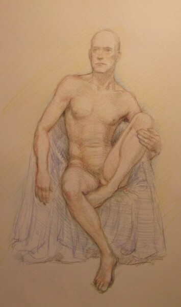 Drawing titled "Study of a Middle-a…" by Edwin Loftus, Original Artwork, Pastel Mounted on Other rigid panel
