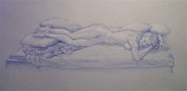 Рисунок под названием "Study of a Nude Fem…" - Edwin Loftus, Подлинное произведение искусства, Пастель Установлен на Другая…