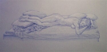 Dibujo titulada "Study of a Nude Fem…" por Edwin Loftus, Obra de arte original, Pastel Montado en Otro panel rígido