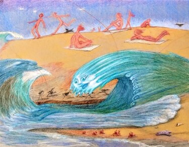 Desenho intitulada "Where the Stream ru…" por Edwin Loftus, Obras de arte originais, Pastel Montado em Outro painel rígido