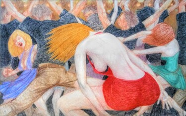 Dibujo titulada "The Fever" por Edwin Loftus, Obra de arte original, Pastel Montado en Otro panel rígido