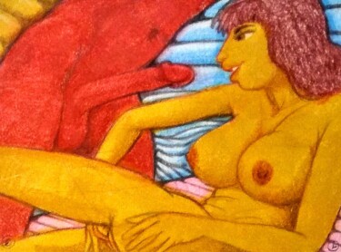 Dessin intitulée "Lovers 89" par Edwin Loftus, Œuvre d'art originale, Pastel Monté sur Autre panneau rigide