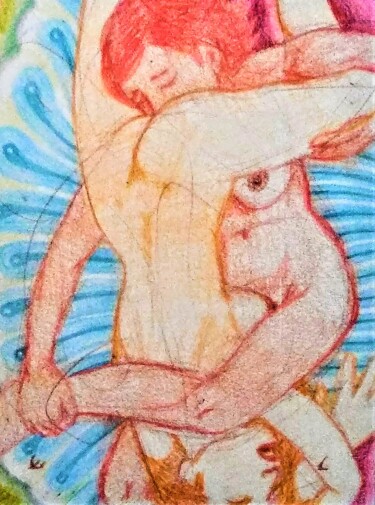 Рисунок под названием "Lovers 91" - Edwin Loftus, Подлинное произведение искусства, Пастель