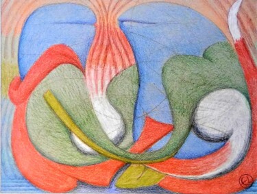 Рисунок под названием "Lovers 92" - Edwin Loftus, Подлинное произведение искусства, Пастель Установлен на Другая жесткая пан…