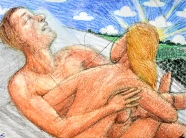 Drawing titled "Lovers 95" by Edwin Loftus, Original Artwork, Pastel Mounted on Other rigid panel