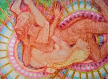 Dessin intitulée "Lovers 99" par Edwin Loftus, Œuvre d'art originale, Pastel Monté sur Autre panneau rigide