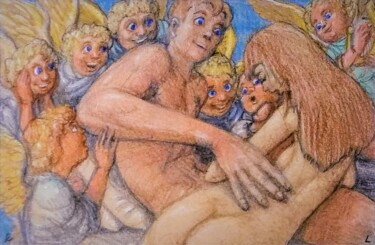 Disegno intitolato "Lovers 100, Glorious" da Edwin Loftus, Opera d'arte originale, Pastello Montato su Altro pannello rigido
