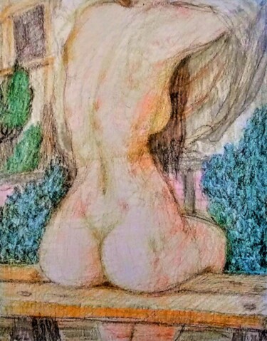 Dibujo titulada "Bathsheba 3" por Edwin Loftus, Obra de arte original, Pastel Montado en Otro panel rígido
