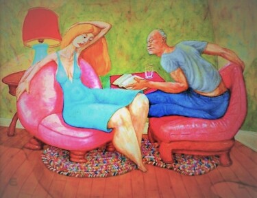 Peinture intitulée "The Conversation be…" par Edwin Loftus, Œuvre d'art originale, Huile