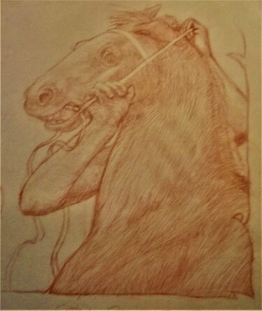 Study for Taming of Bucephalus Drawing titled "Study for Taming of…" by Edwin Loftus, Original Art, Pastel