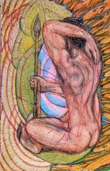 Zeichnungen mit dem Titel "Meditation before t…" von Edwin Loftus, Original-Kunstwerk, Pastell Auf Andere starre Platte mont…