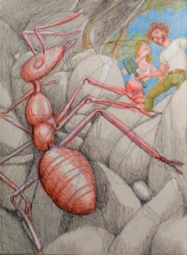 Tekening getiteld "Nightmare 6" door Edwin Loftus, Origineel Kunstwerk, Pastel Gemonteerd op Andere stijve panelen